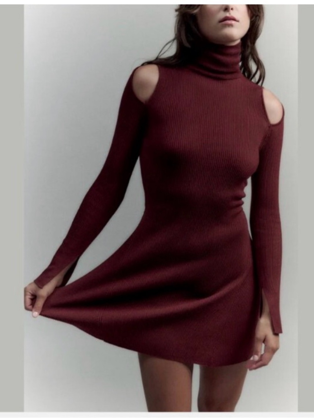 Zara Long Sleeve Ribbed Mock Neck dress
